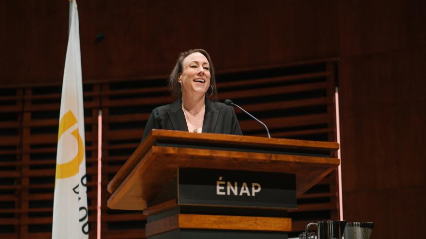 Mélanie Ringuette, directrice de la Direction des communications et du rayonnement et maître de cérémonie